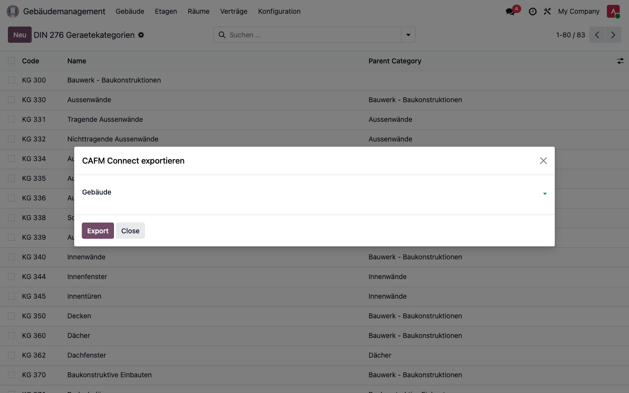 CAFM Connect Export Wizard